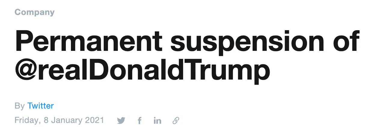 Twitter suspended Trump's account